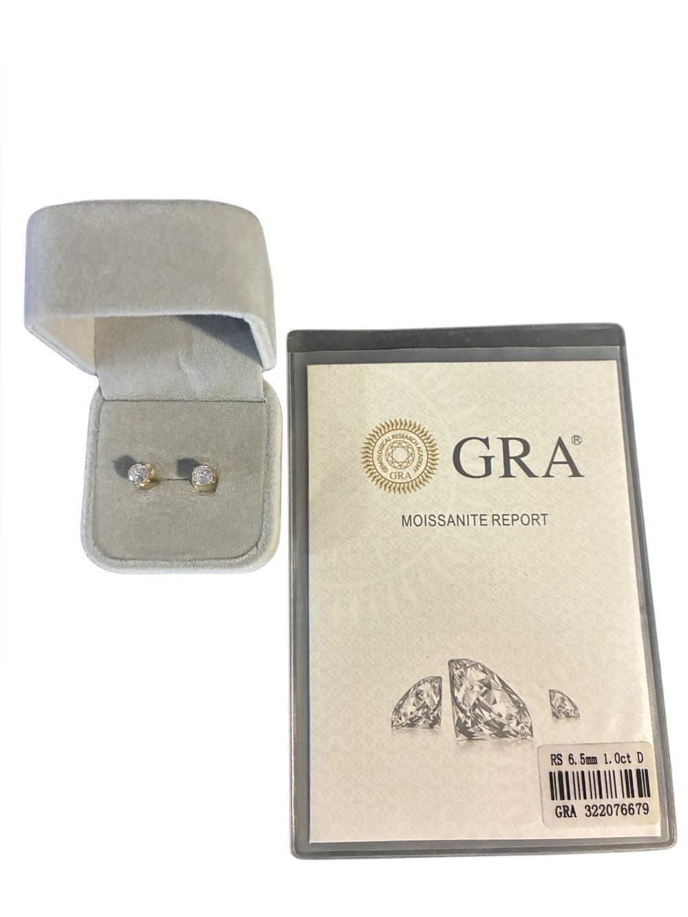 Yellow Gold over Sterling silver Setting 1ct 5mm Moissanite diamond stud Earring